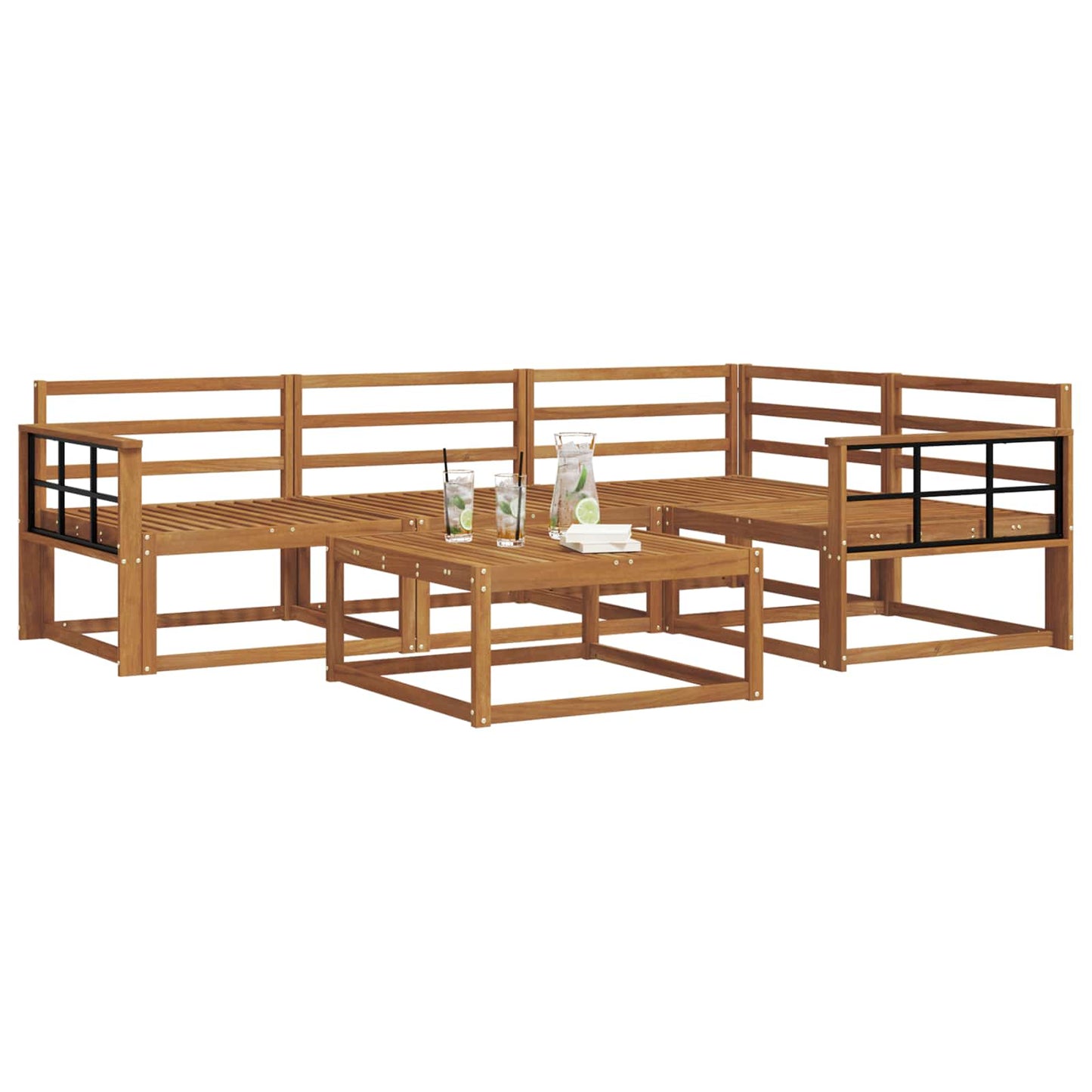 Utendørs sofa-sett 5 pcs Naturlig Solid akasietre