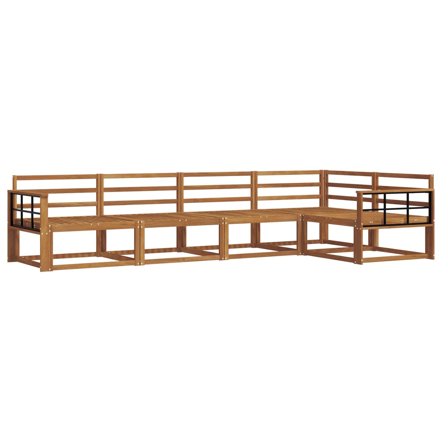 Utendørs sofa-sett 5 pcs Naturlig Solid akasietre