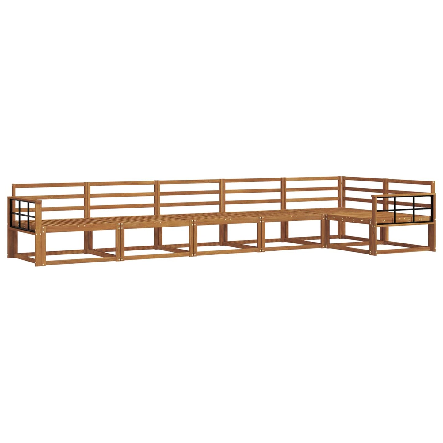 Utendørs sofa-sett 6 pcs Naturlig Solid akasietre