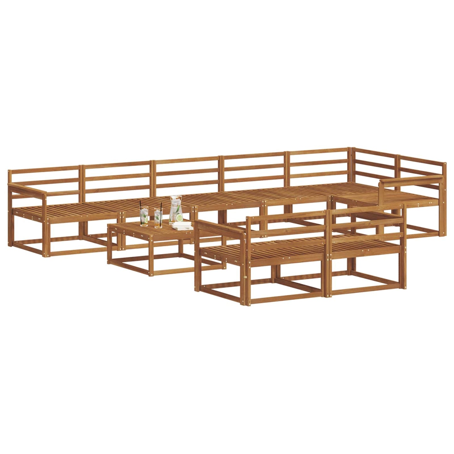 Utendørs sofa-sett 9 pcs Naturlig Solid akasietre