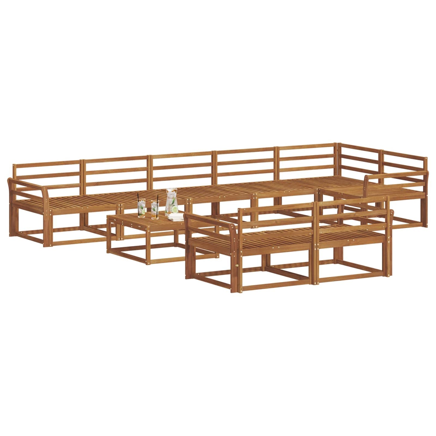 Utendørs sofa-sett 9 pcs Naturlig Solid akasietre