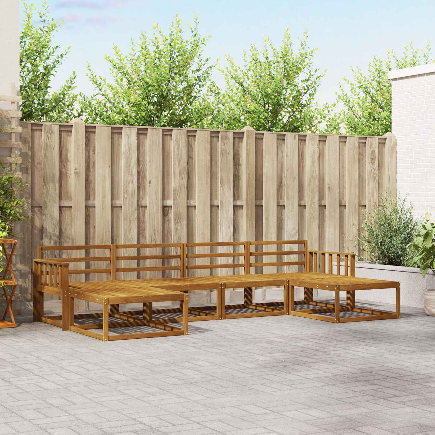 Utendørs sofa-sett 6 pcs Naturlig Solid akasietre vidaXL