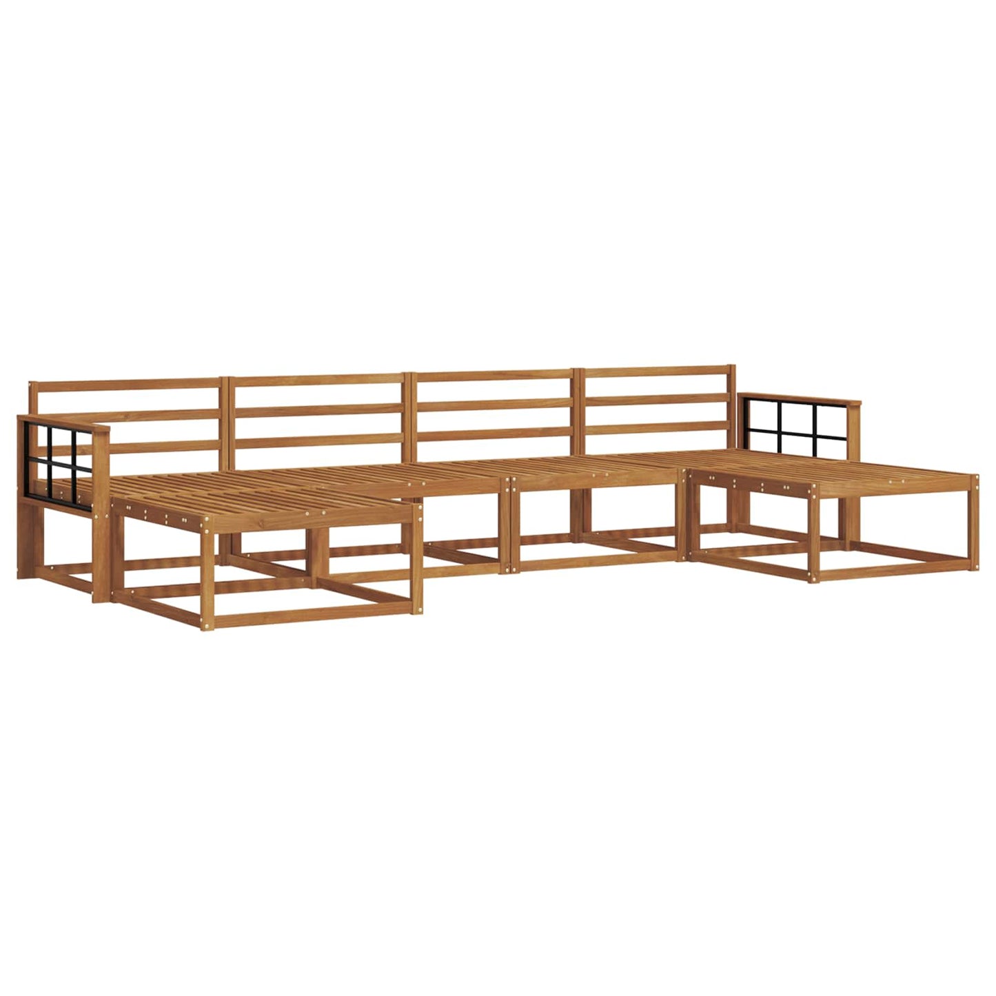 Utendørs sofa-sett 6 pcs Naturlig Solid akasietre