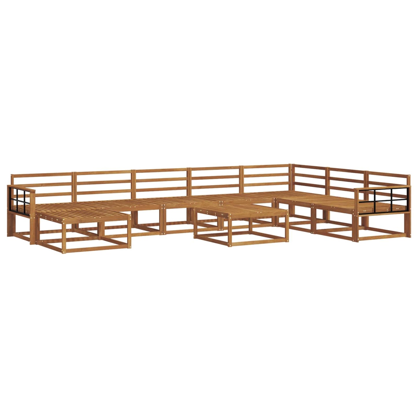 Utendørs sofa-sett 9 pcs Naturlig Solid akasietre