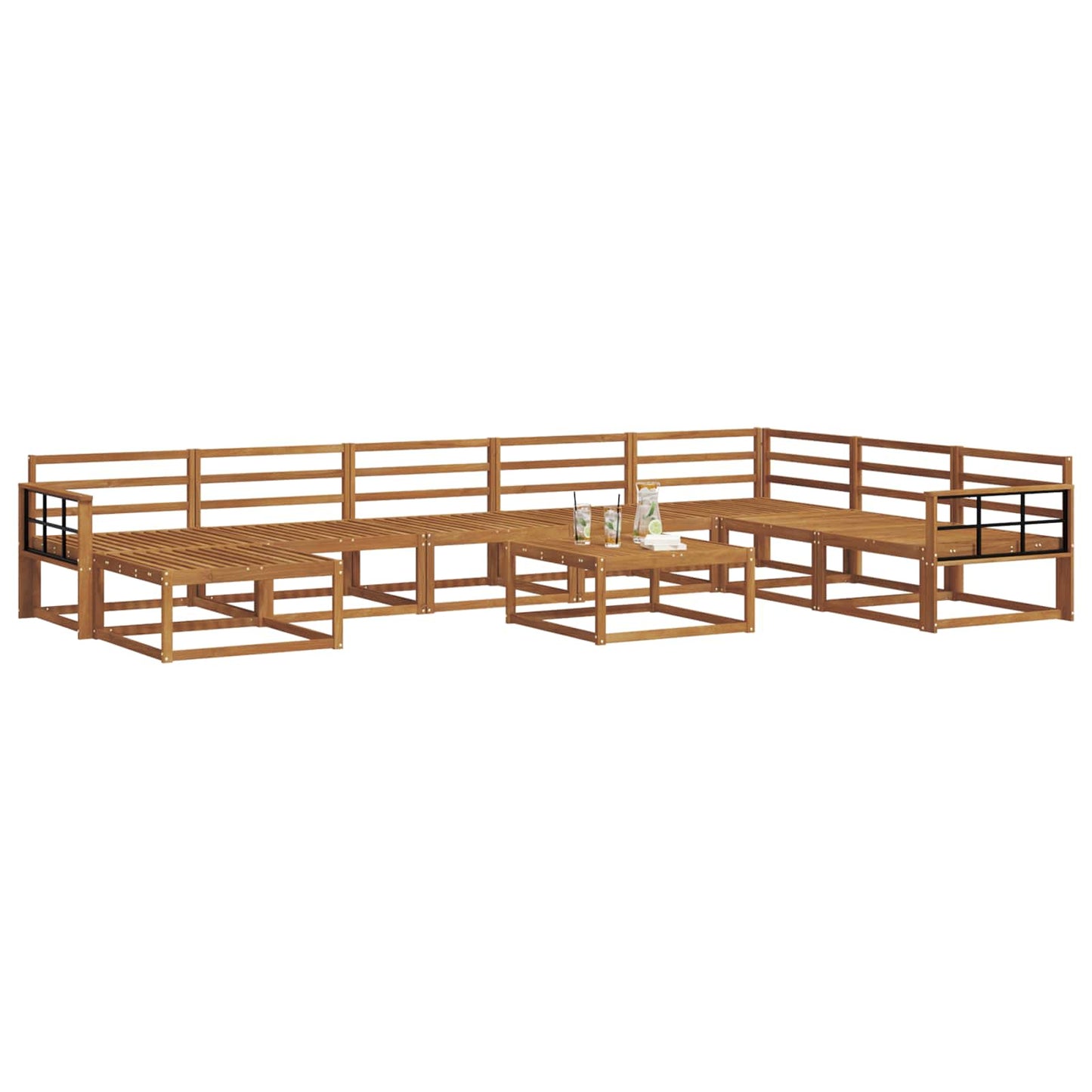 Utendørs sofa-sett 9 pcs Naturlig Solid akasietre