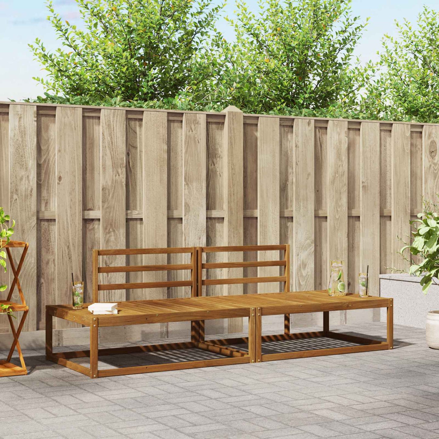 Utendørs sofa-sett Naturlig Solid akasietre
