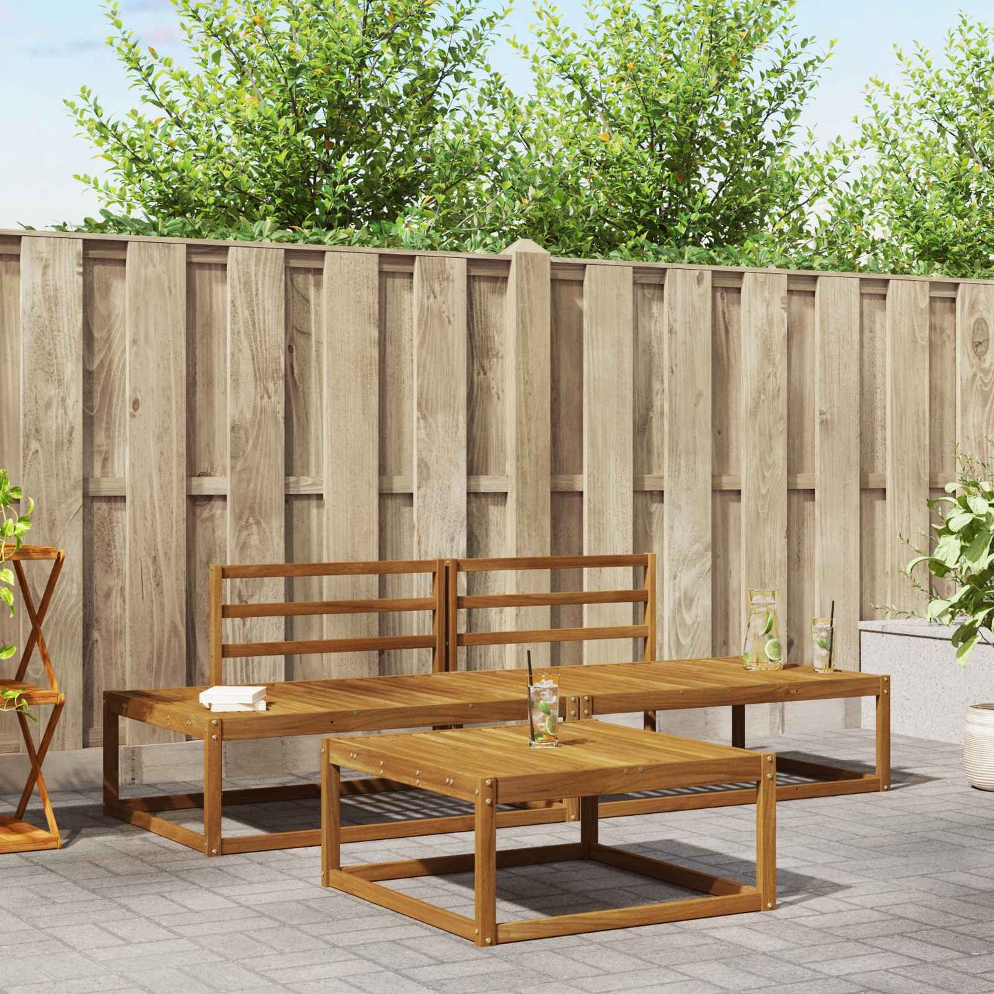 Utendørs sofa-sett Naturlig Solid akasietre