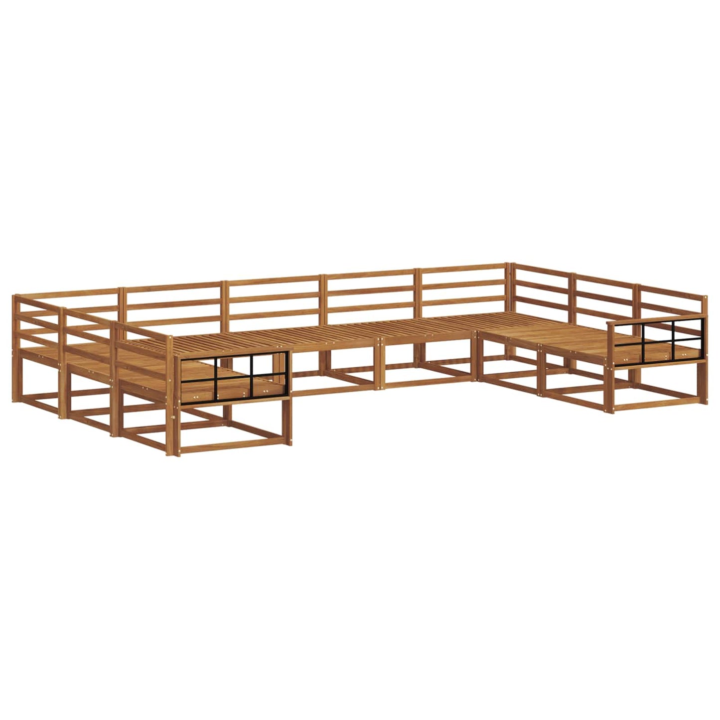 Utendørs sofa-sett 9 pcs Naturlig Solid akasietre