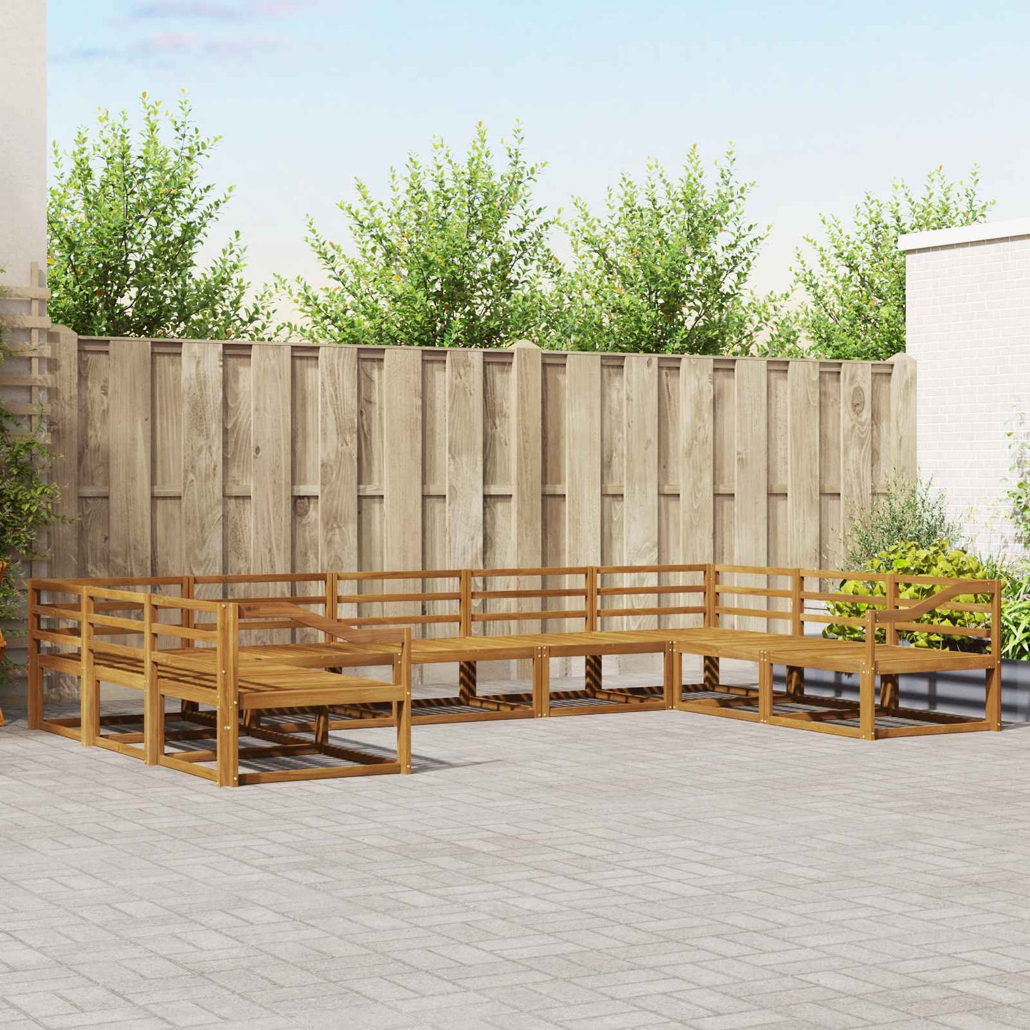 Utendørs sofa-sett 9 pcs Naturlig Solid akasietre