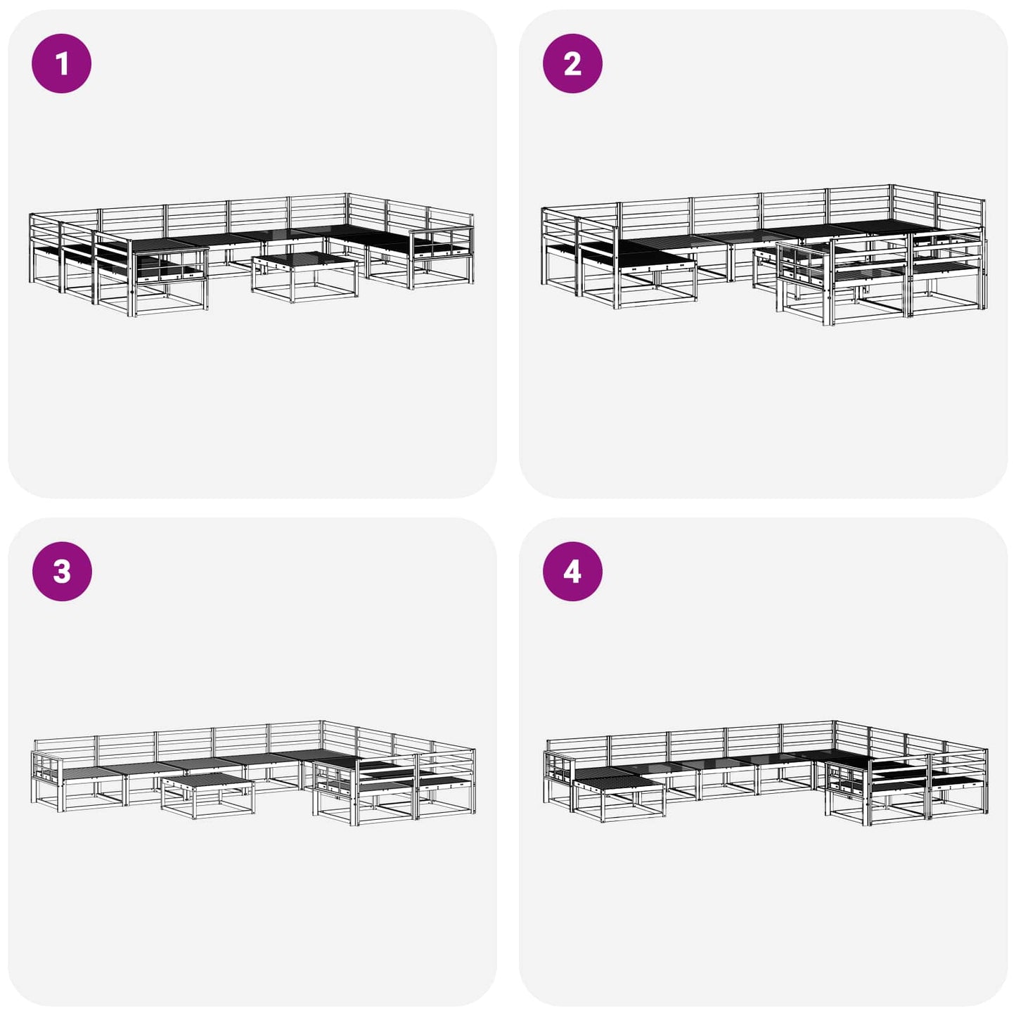 Utendørs sofa-sett 10 pcs Naturlig Solid akasietre