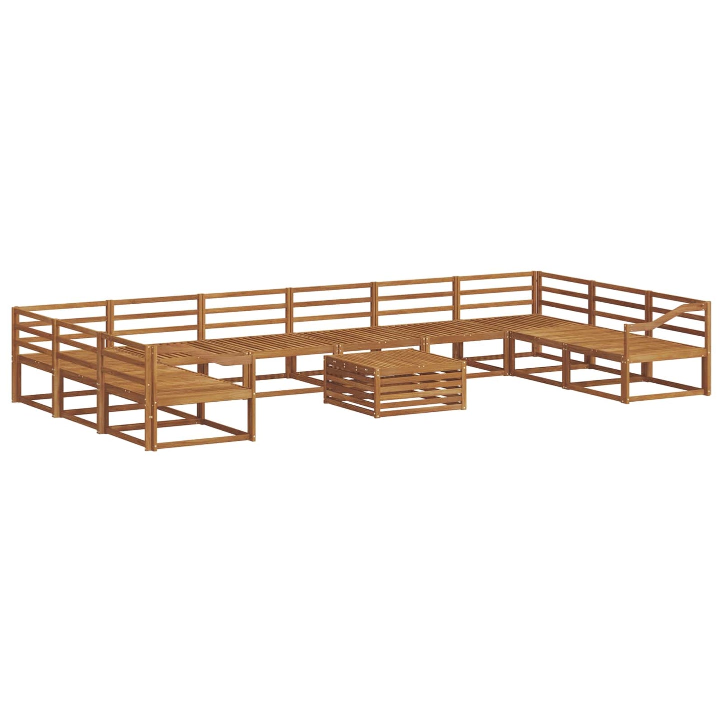 Utendørs sofa-sett 11 pcs Naturlig Solid akasietre