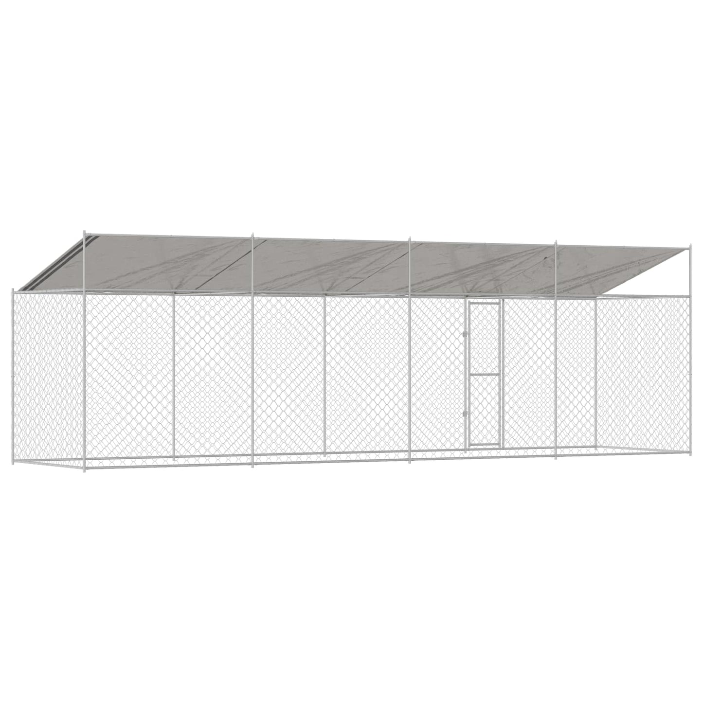 Hundebur med tak sølv 800 x 200 x 256 cm Stål og PE