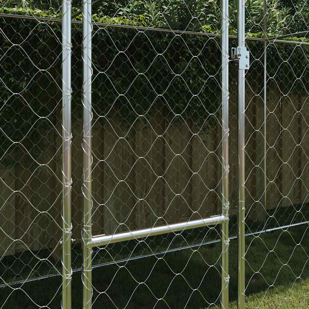 Hundebur med tak sølv 800 x 200 x 256 cm Stål og PE