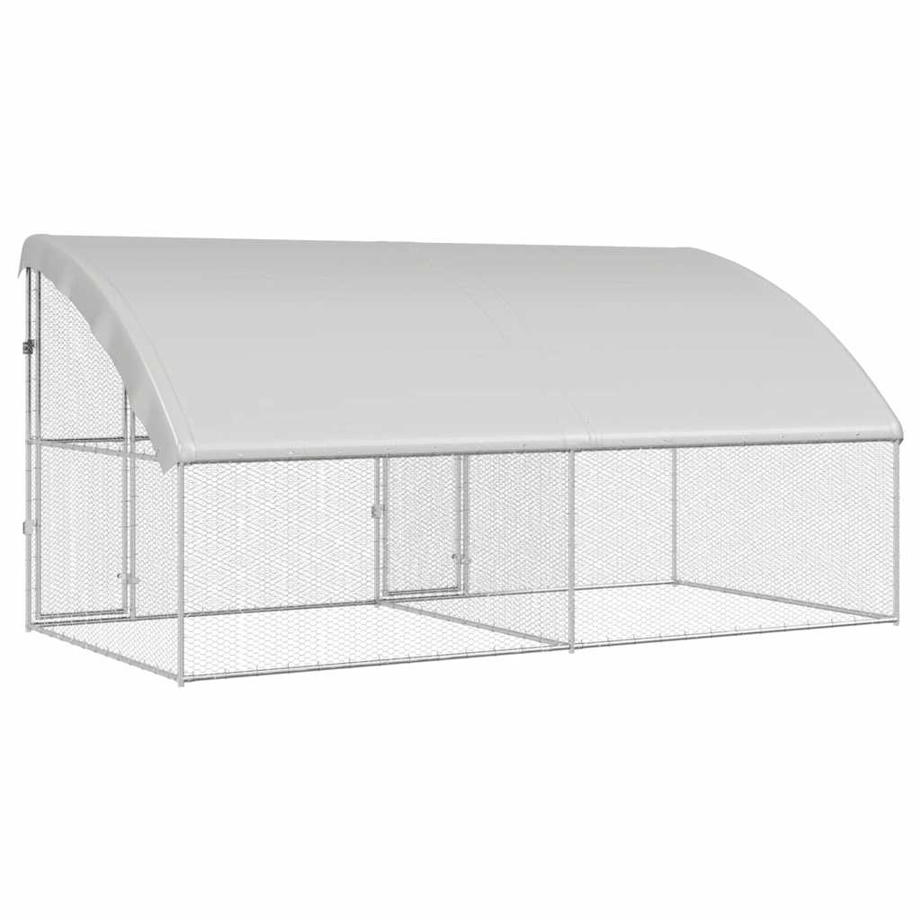 Hønsebur 2 pcs sølv 400 x 200 x 200 cm Galvanisert Stål