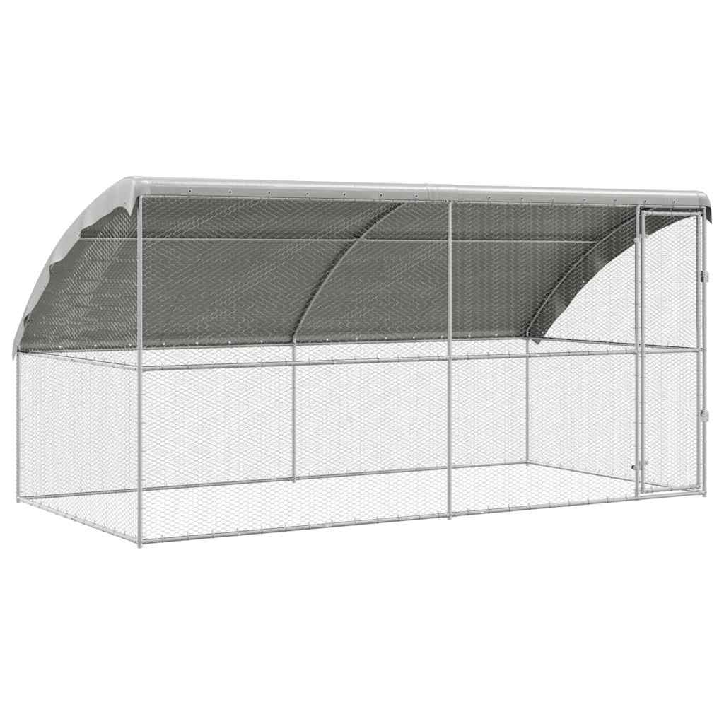 Hønsebur 2 pcs sølv 400 x 200 x 200 cm Galvanisert Stål