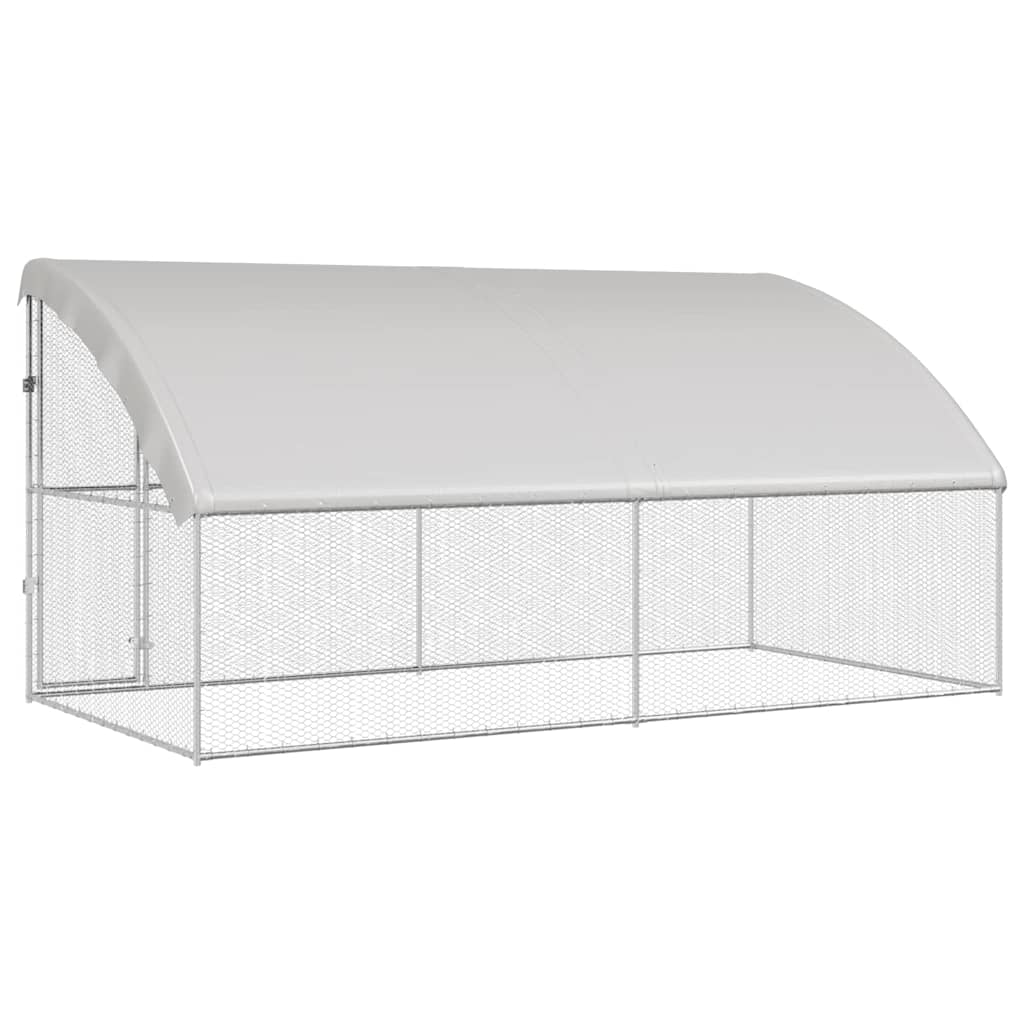 Hønsebur 2 pcs sølv 400 x 200 x 200 cm Galvanisert Stål
