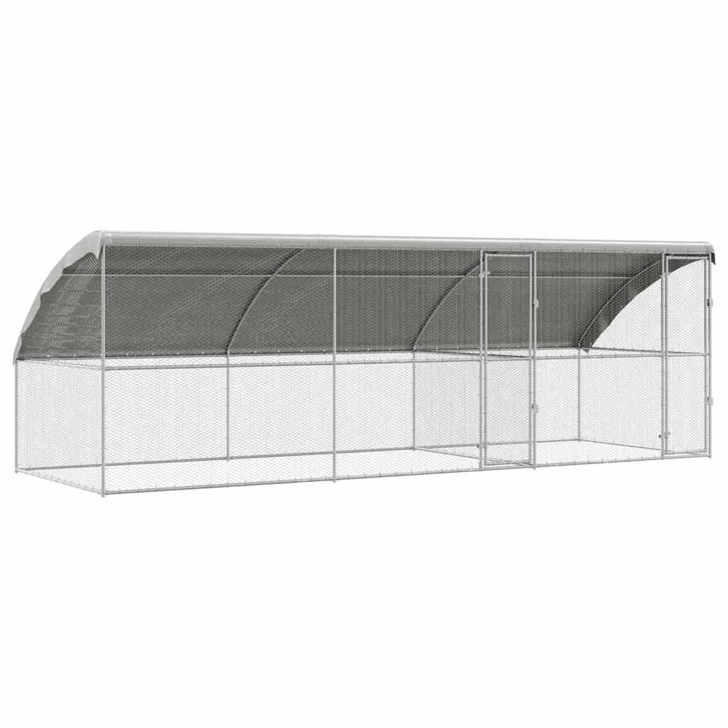 Hønsebur 3 pcs sølv 600 x 200 x 200 cm Galvanisert Stål