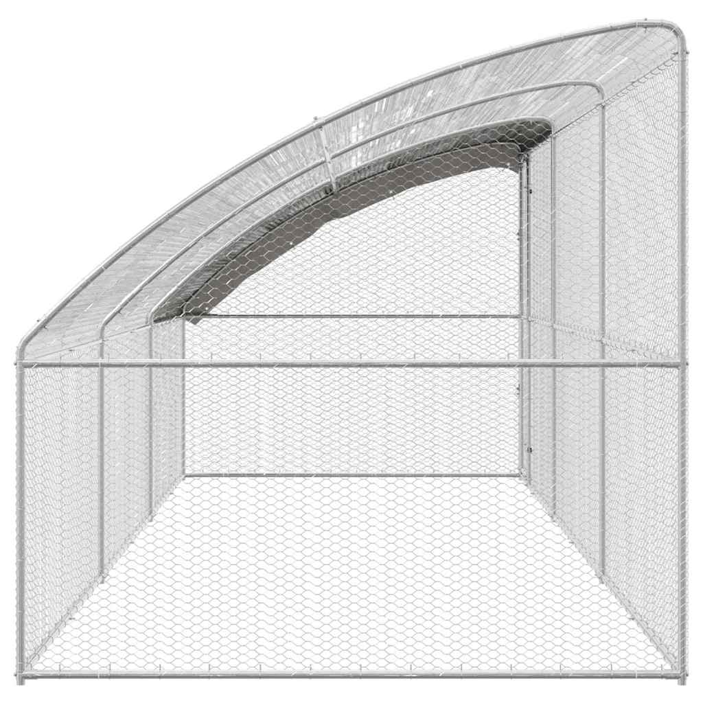 Hønsebur 3 pcs sølv 600 x 200 x 200 cm Stål og PE