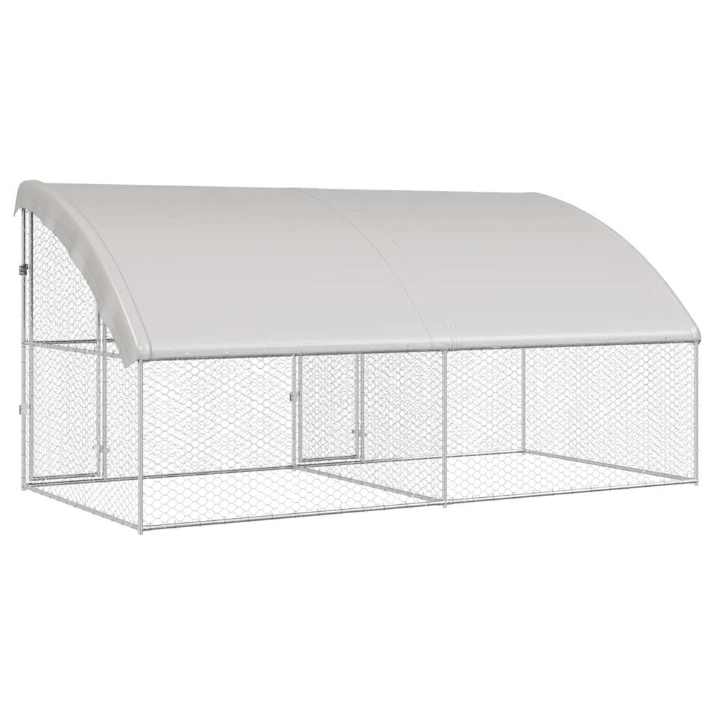 Hundebur med lagring 2 pcs sølv 4 x 2 x 2 m Galvanisert stål