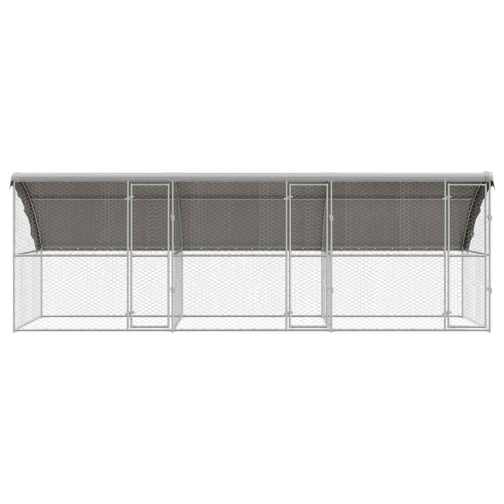 Hundebur med lagring 3 pcs sølv 6 x 2 x 2 m Galvanisert stål