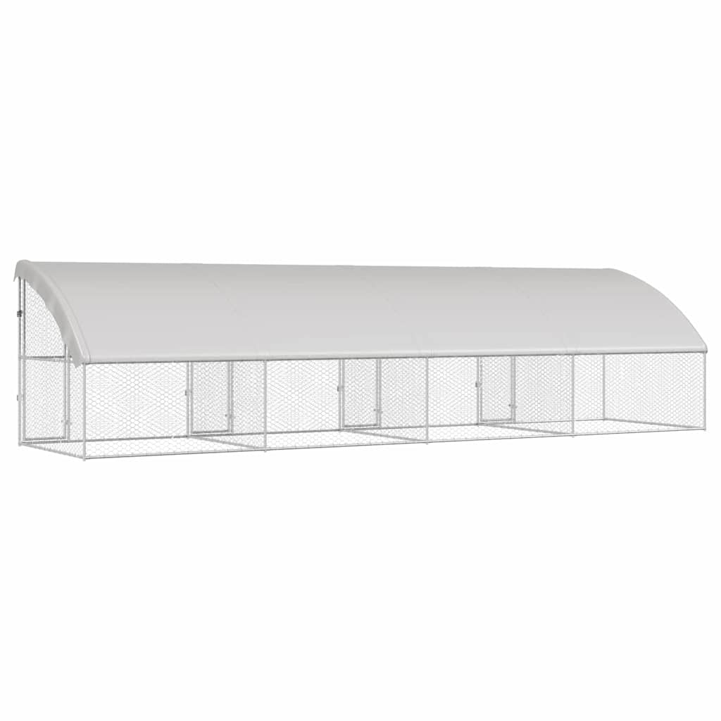Hundebur med lagring 4 pcs sølv 8 x 2 x 2 m Galvanisert stål