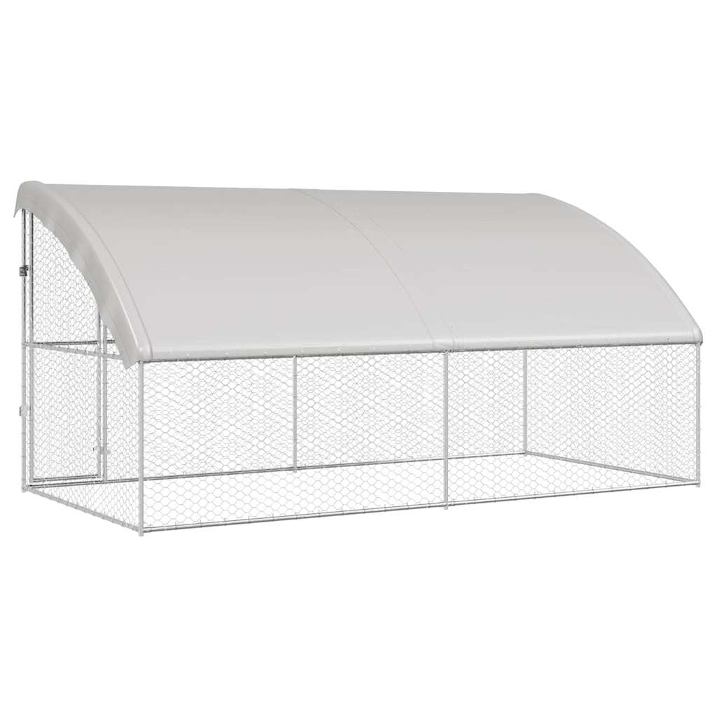 Hundebur med lagring 2 pcs sølv 4 x 2 x 2 m Galvanisert stål