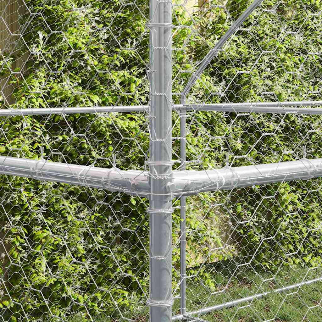 Hundebur med lagring 2 pcs sølv 4 x 2 x 2 m Galvanisert stål