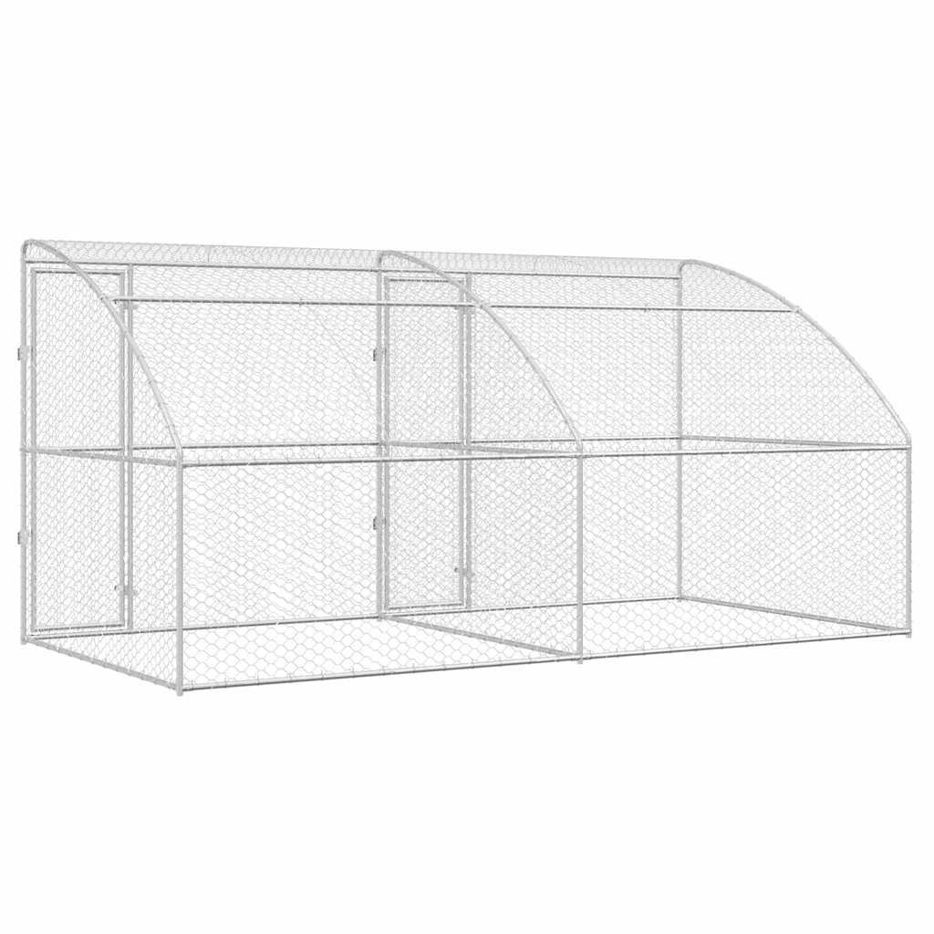 Hundebur med lagring 2 pcs sølv 4 x 2 x 2 m Galvanisert stål