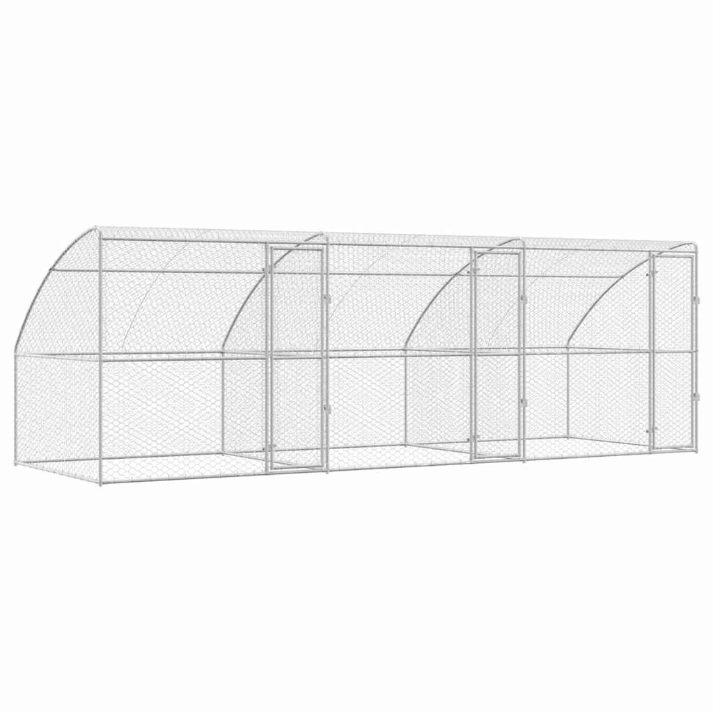 Hundebur med lagring 3 pcs sølv 6 x 2 x 2 m Galvanisert stål