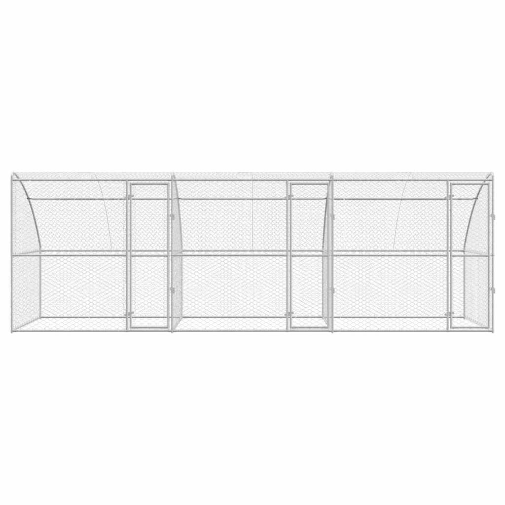 Hundebur med lagring 3 pcs sølv 6 x 2 x 2 m Galvanisert stål