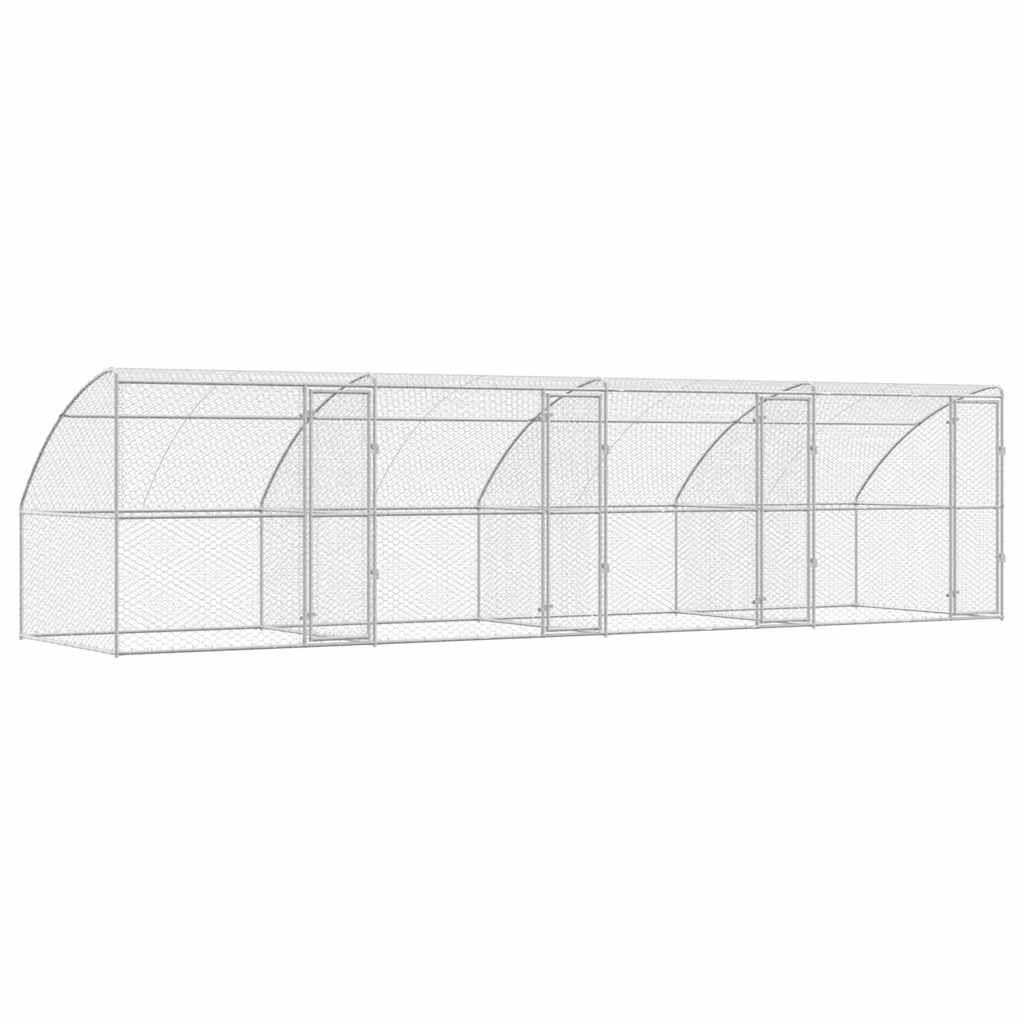 Hundebur med lagring 4 pcs sølv 8 x 2 x 2 m Galvanisert stål