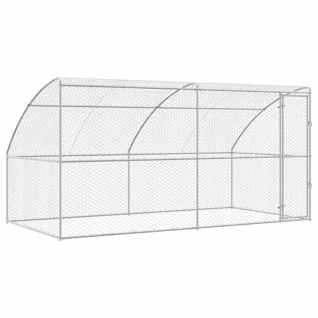 Hundebur med lagring 2 pcs sølv 4 x 2 x 2 m Galvanisert stål