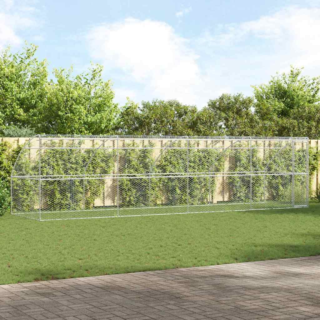 Hundebur med lagring 4 pcs sølv 8 x 2 x 2 m Galvanisert stål