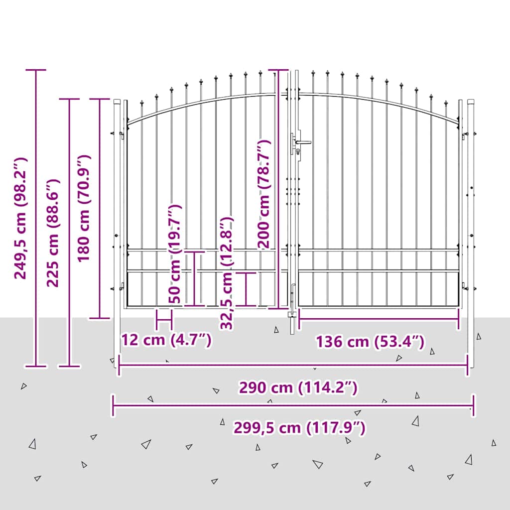 Dobbeltport med lås Woerden Grå 299,5 x 249,5 cm Stål