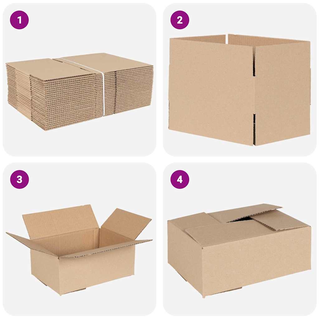 Sammenleggbar boks 50 pcs Naturlig 25 x 17,5 x 10 cm Papp