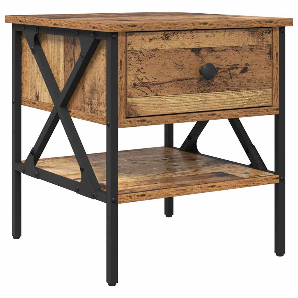 Nattbord med skuff 2 pcs Gammelt tre 40 x 42 x 45 cm