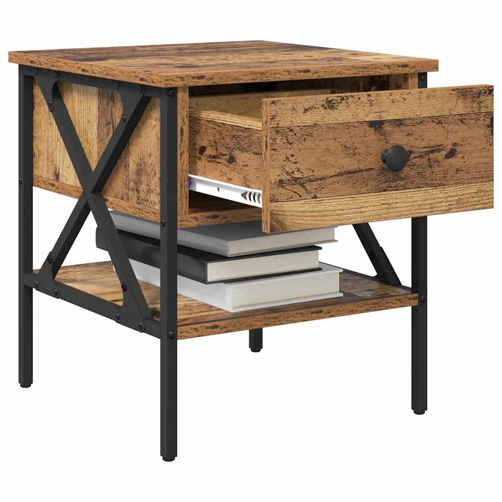 Nattbord med skuff 2 pcs Gammelt tre 40 x 42 x 45 cm