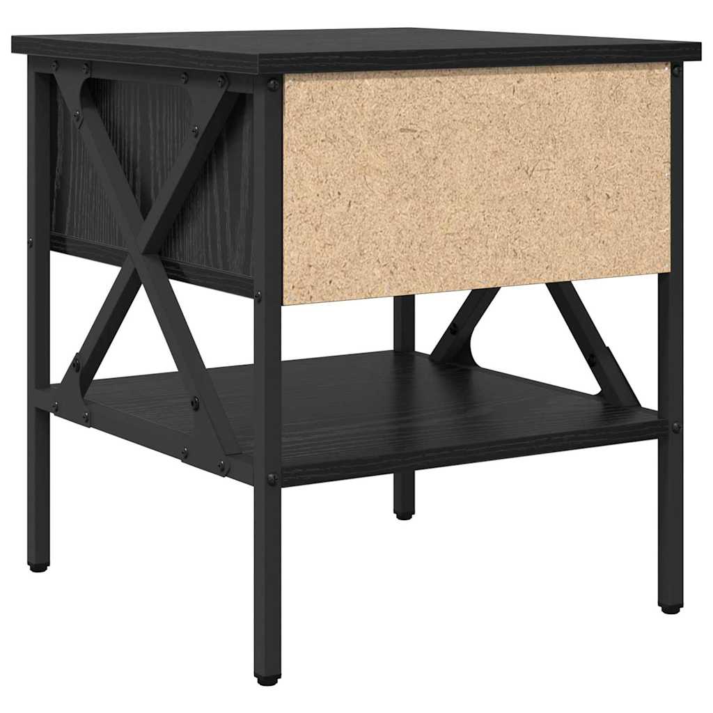 Nattbord Svart eik 40 x 42 x 45 cm Ingeniørtre og metall