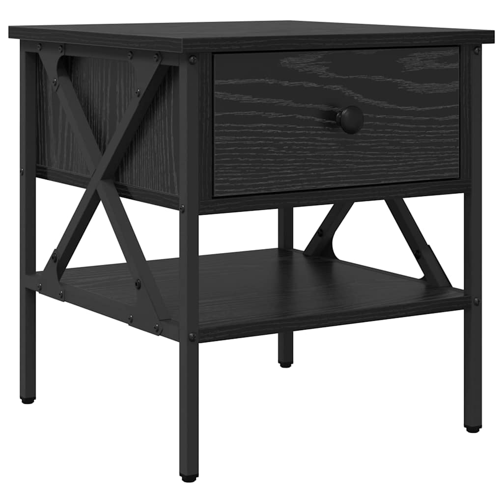 Nattbord 2 pcs Svart eik 40 x 42 x 45 cm Ingeniørtre og metall