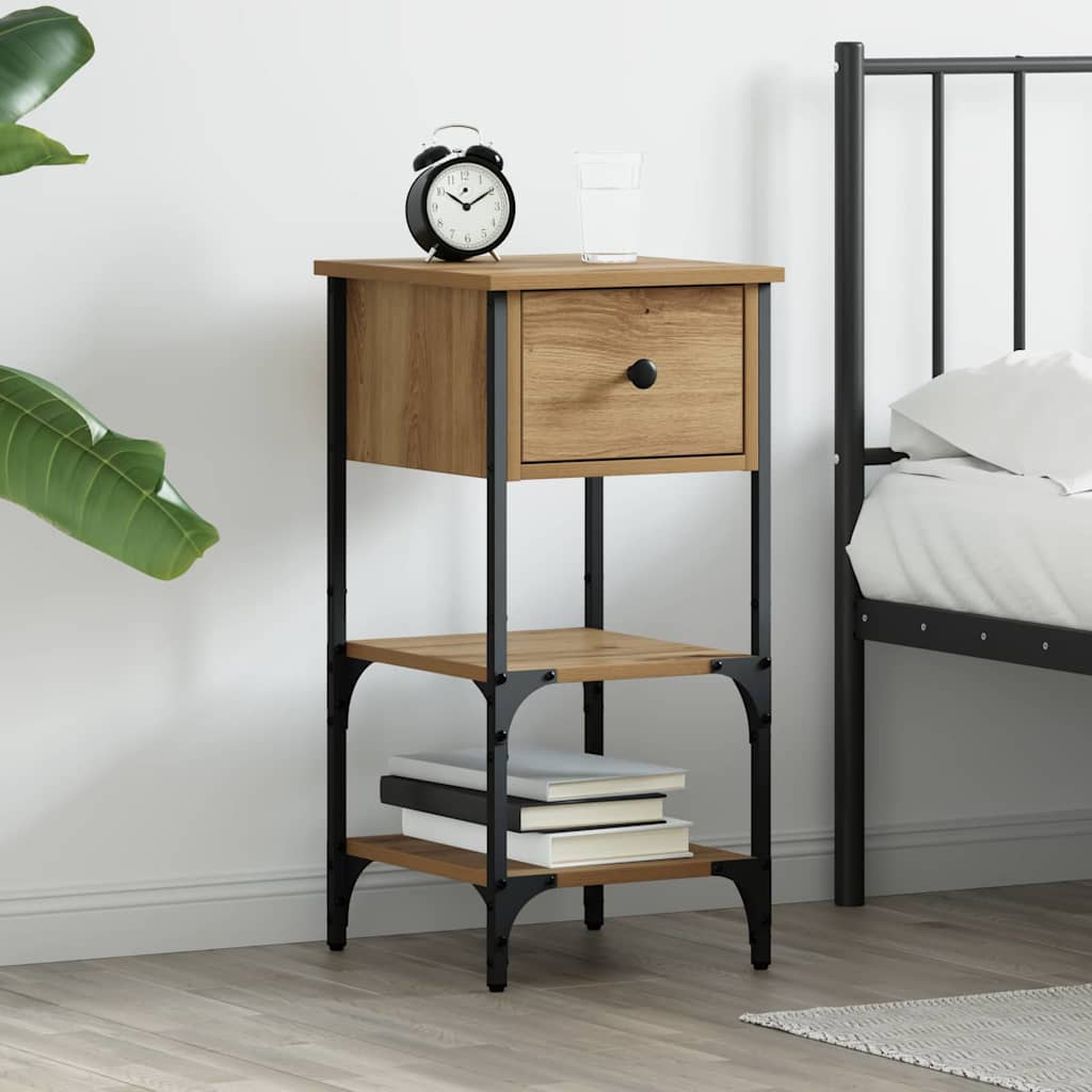 Nattbordskap med skuff Brun 33,5 x 36 x 70 cm Konstruert tre
