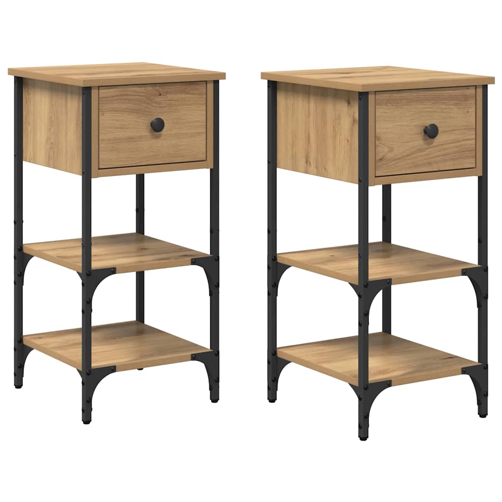 Nattbordskap 2 pcs Brun 33,5 x 36 x 70 cm Konstruert tre