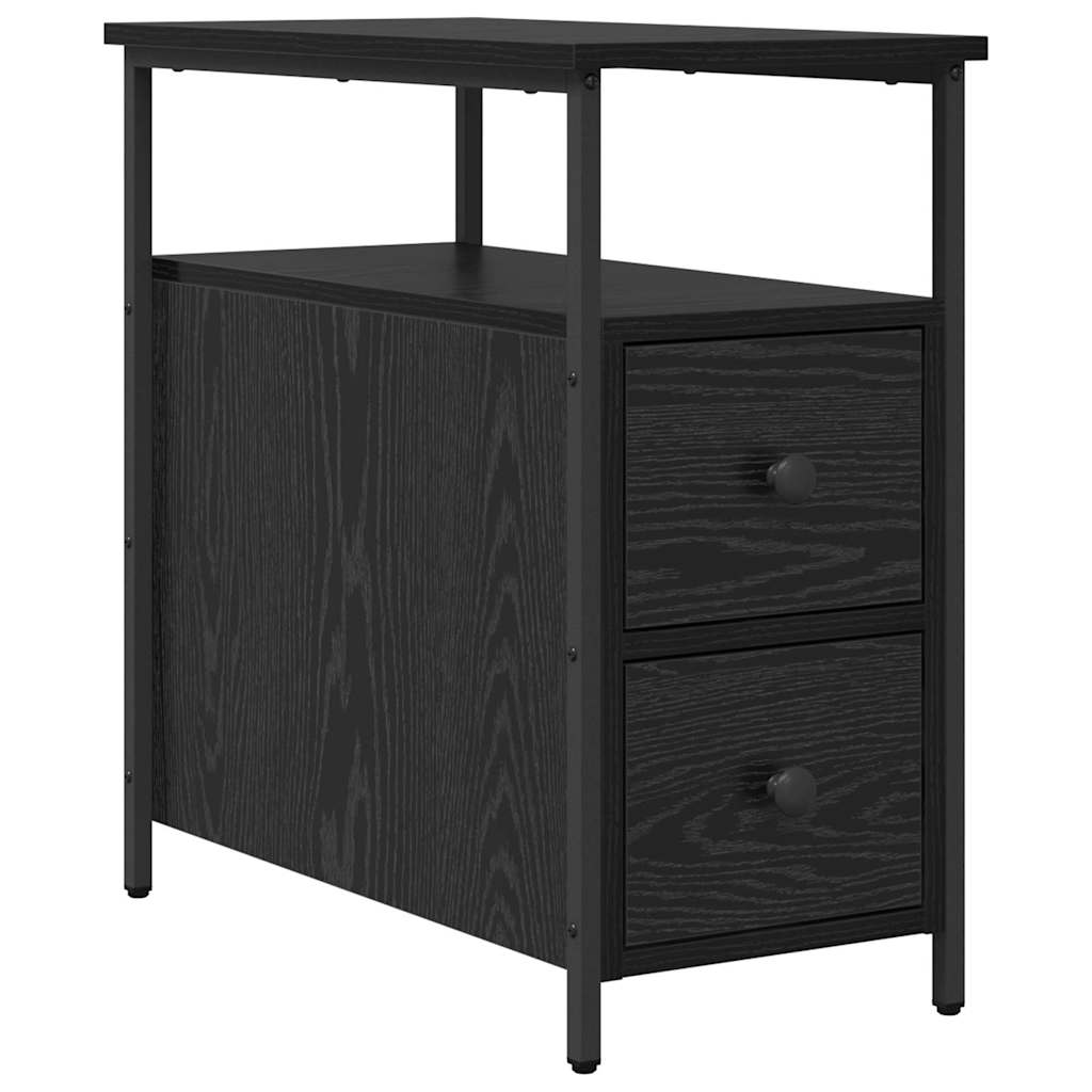 Nattbordskap med skuff Svart eik 30 x 60 x 60 cm Konstruert tre
