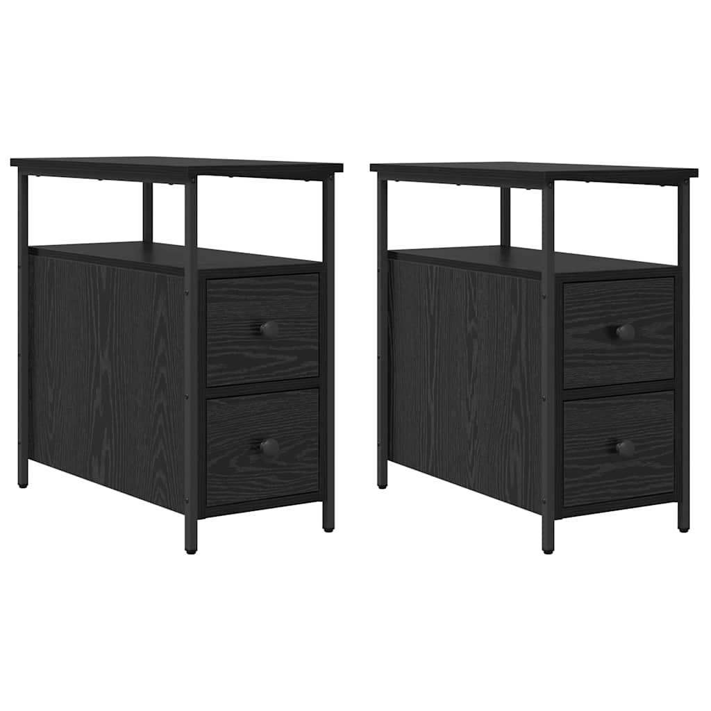 Nattbordskap 2 pcs Svart eik 30 x 60 x 60 cm Konstruert tre