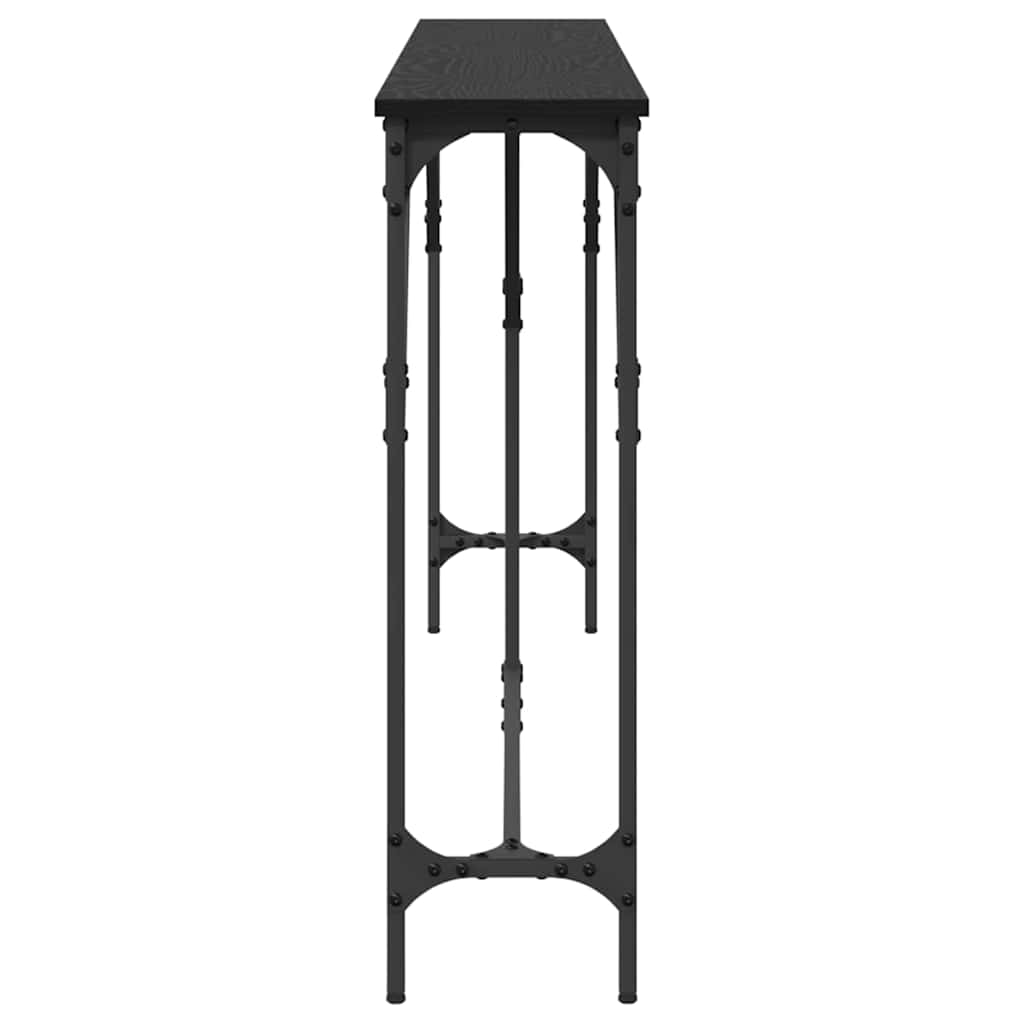Konsollbord Svart eik 180 x 23 x 75 cm Ingeniørtre og metall