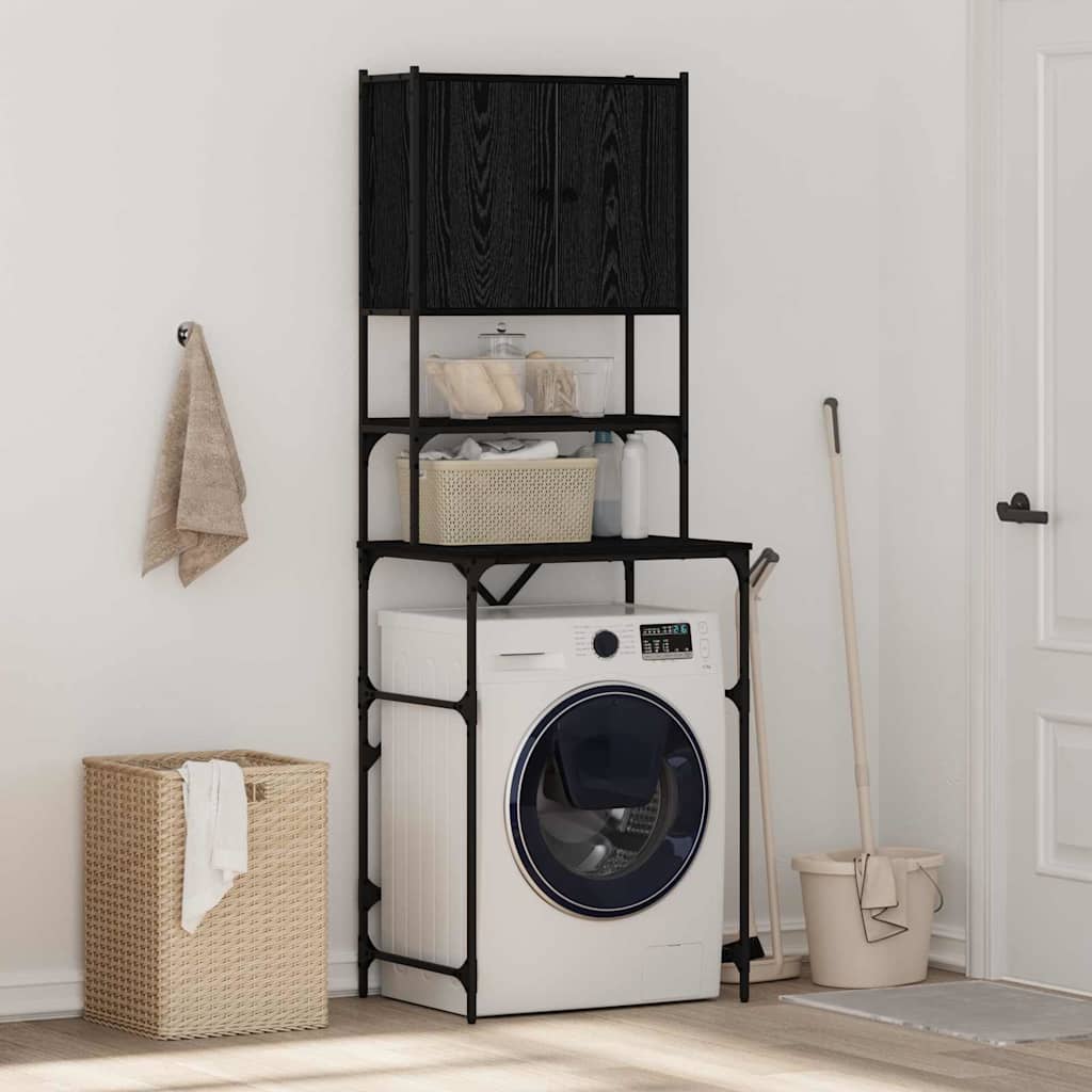 Vaskemaskinskap Svart 0ak 68 x 48,5 x 194 cm Konstruert tre