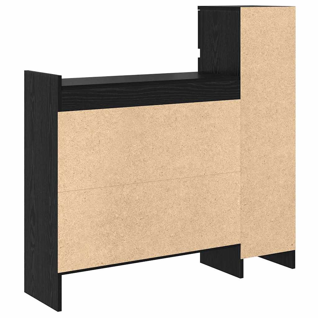 Sko Skap med skuff Svart Eik 100,5 x 28 x 100 cm Konstruert tre