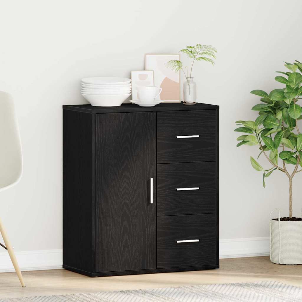 Serviesskap med skuff Svart Eik 60 x 31 x 70 cm Konstruert tre