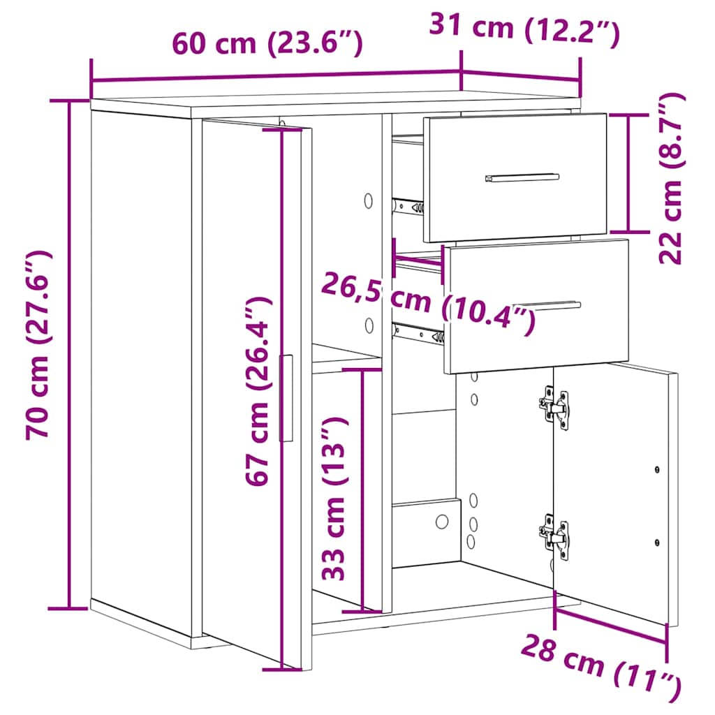 Serviesskap Artisan Eik 60 x 31 x 70 cm Konstruert tre