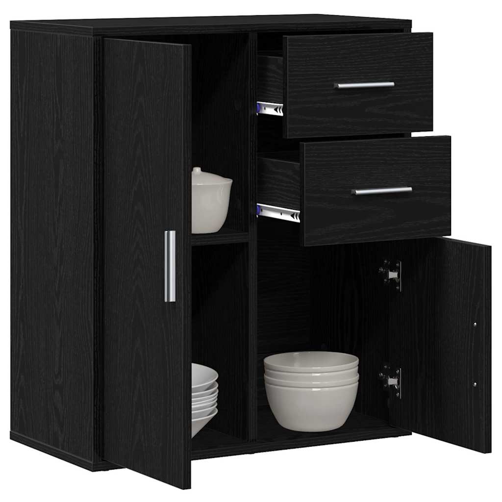 Serviesskap med skuff Svart Eik 60 x 31 x 70 cm Konstruert tre