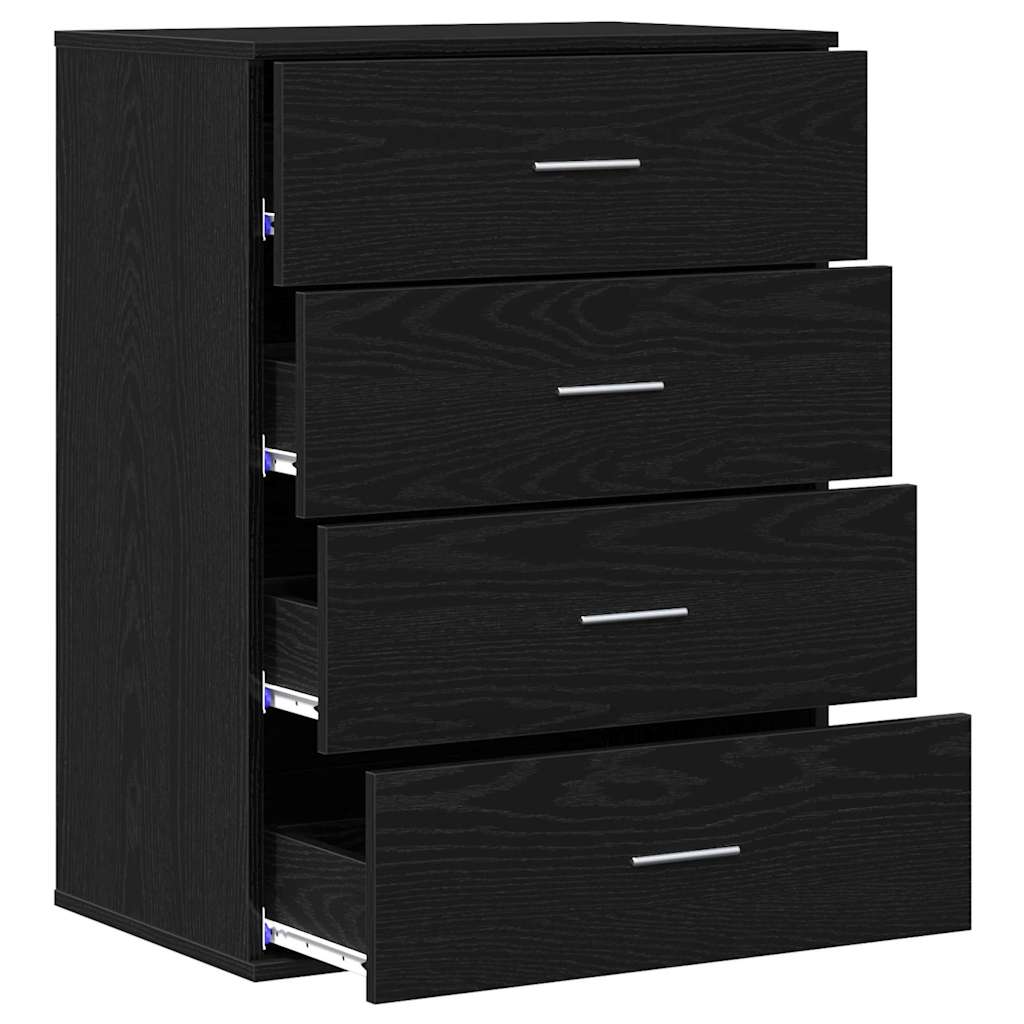 Serviesskap med skuff Svart Eik 60 x 39 x 80 cm Konstruert tre